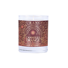 Candle with 'Durance' label on a white background