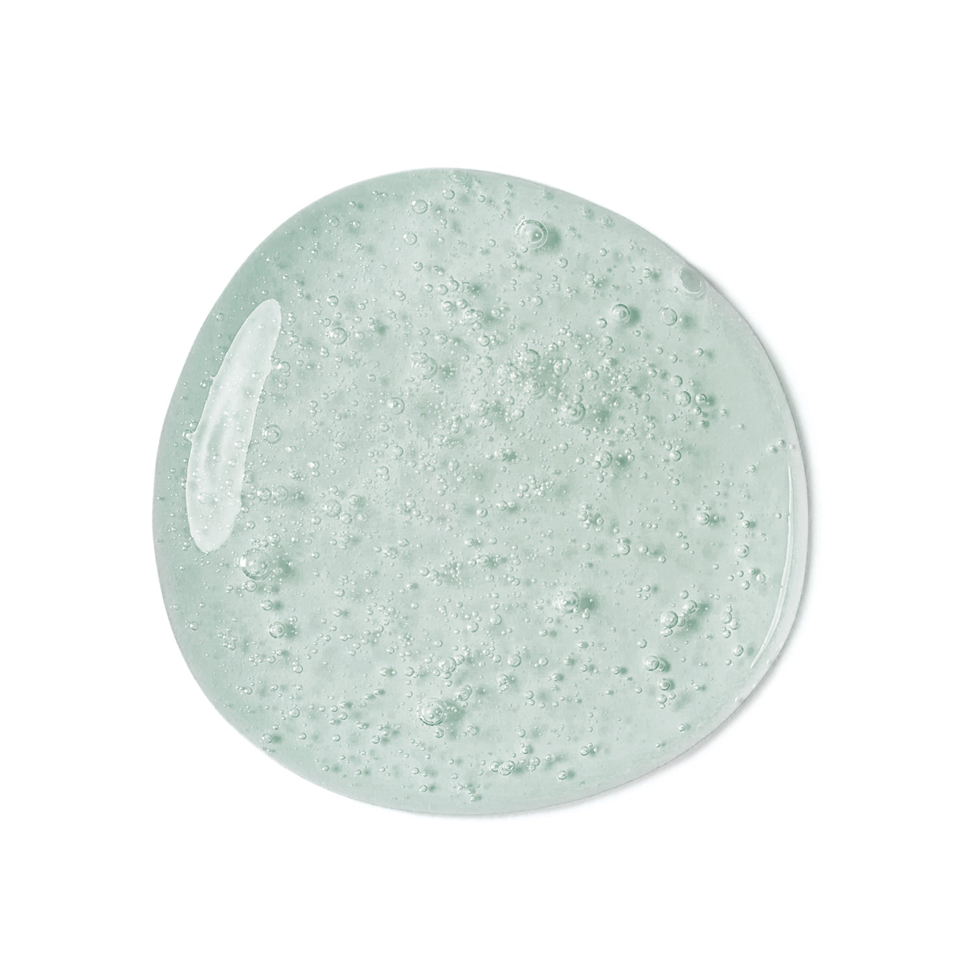 Greenish-bluish gel-like substance on a white background