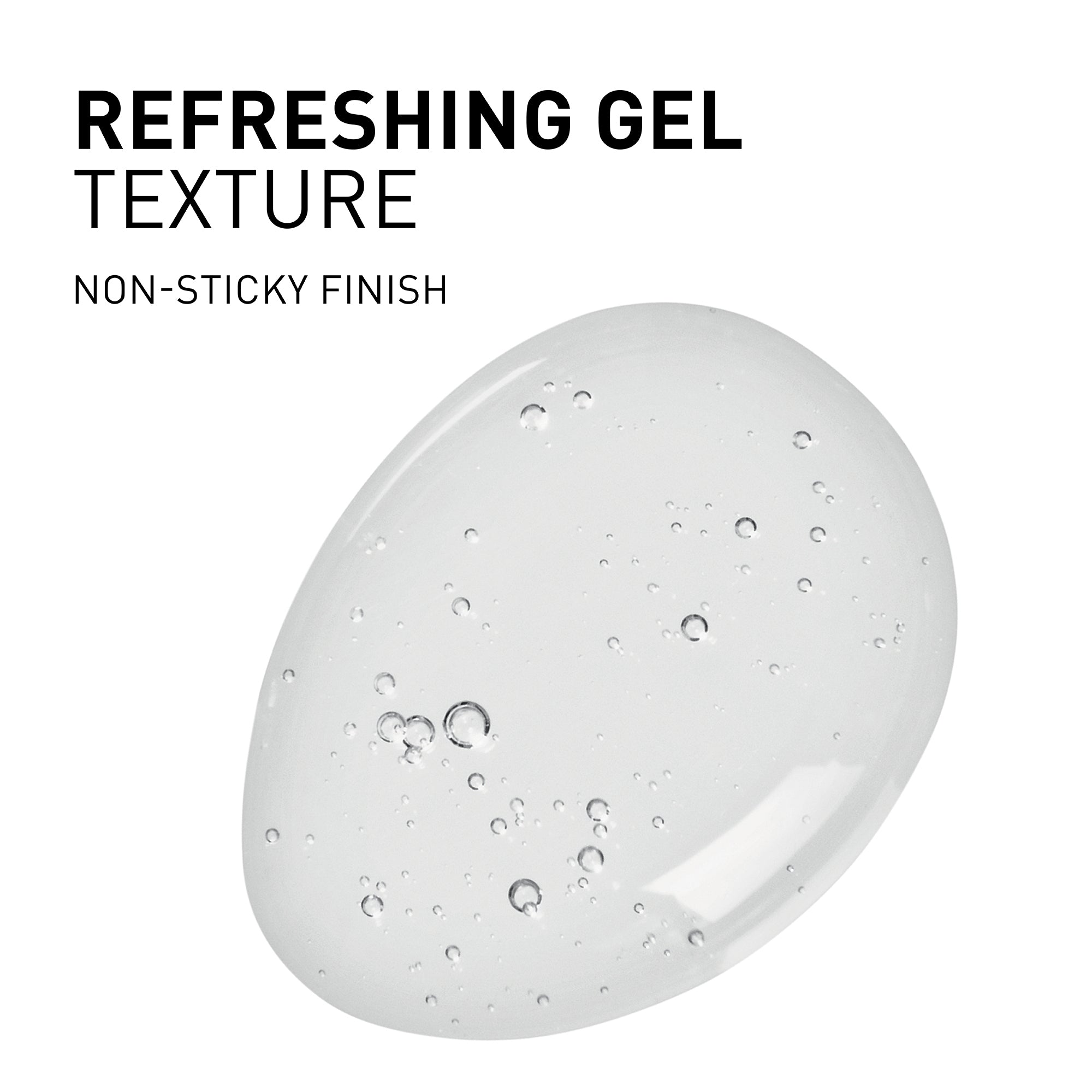 Refreshing gel texture with bubbles on a white background