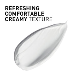 Creamy texture droplet with text 'Refreshing Comfortable Creamy Texture' on a white background