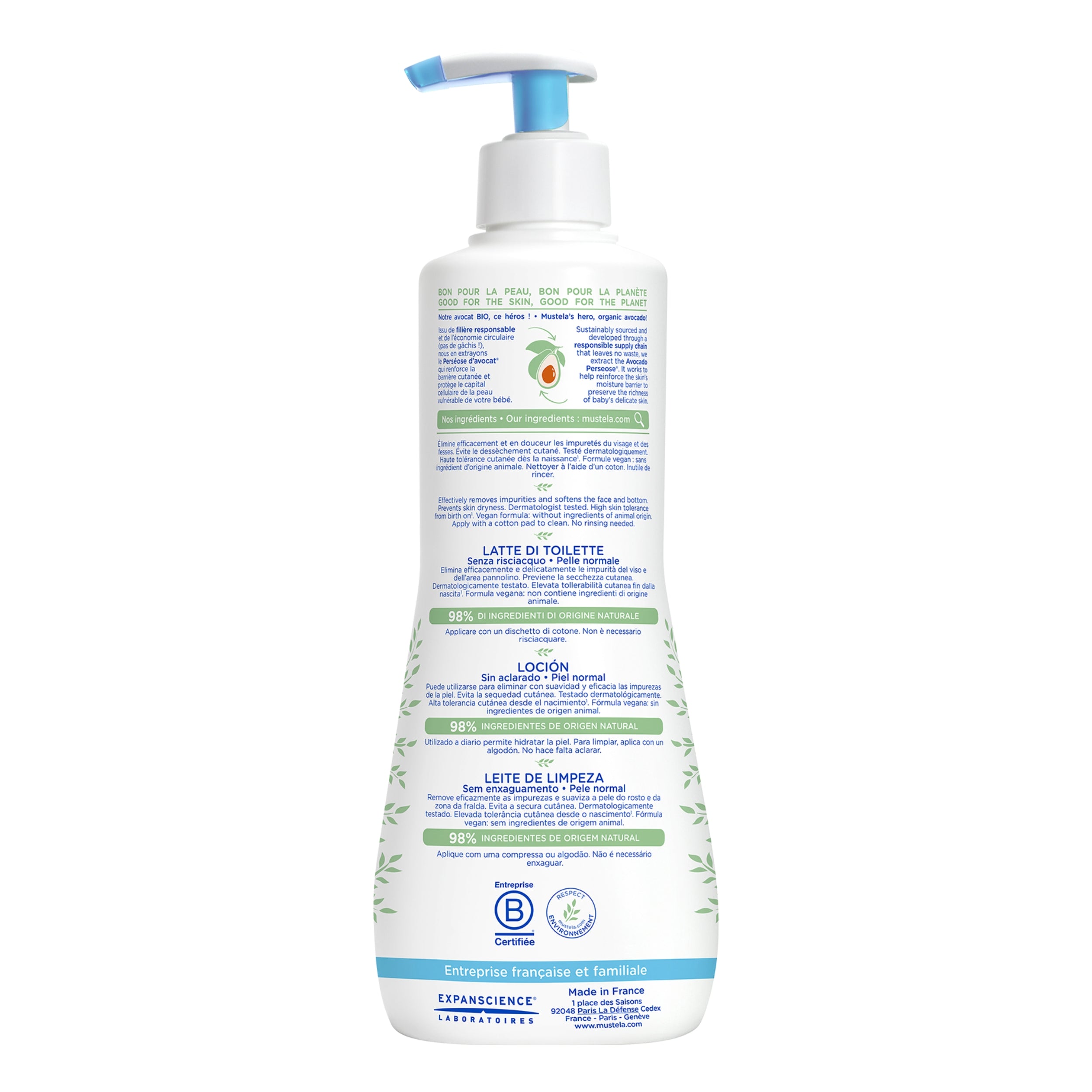 Mustela No Rinse Cleansing Milk product Back image