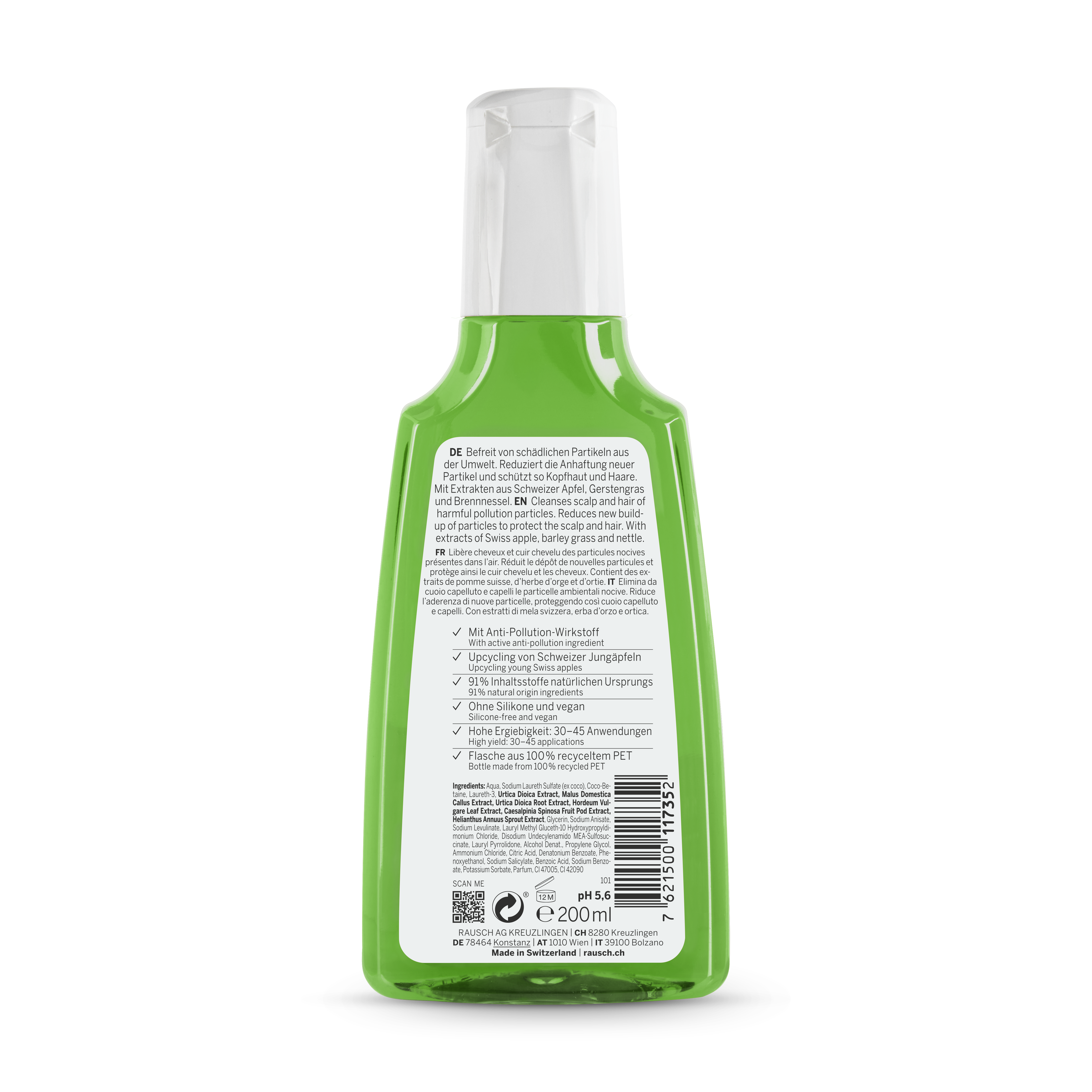 Rausch Anti-Pollution Shampoo with Swiss Apple 200ml Back side