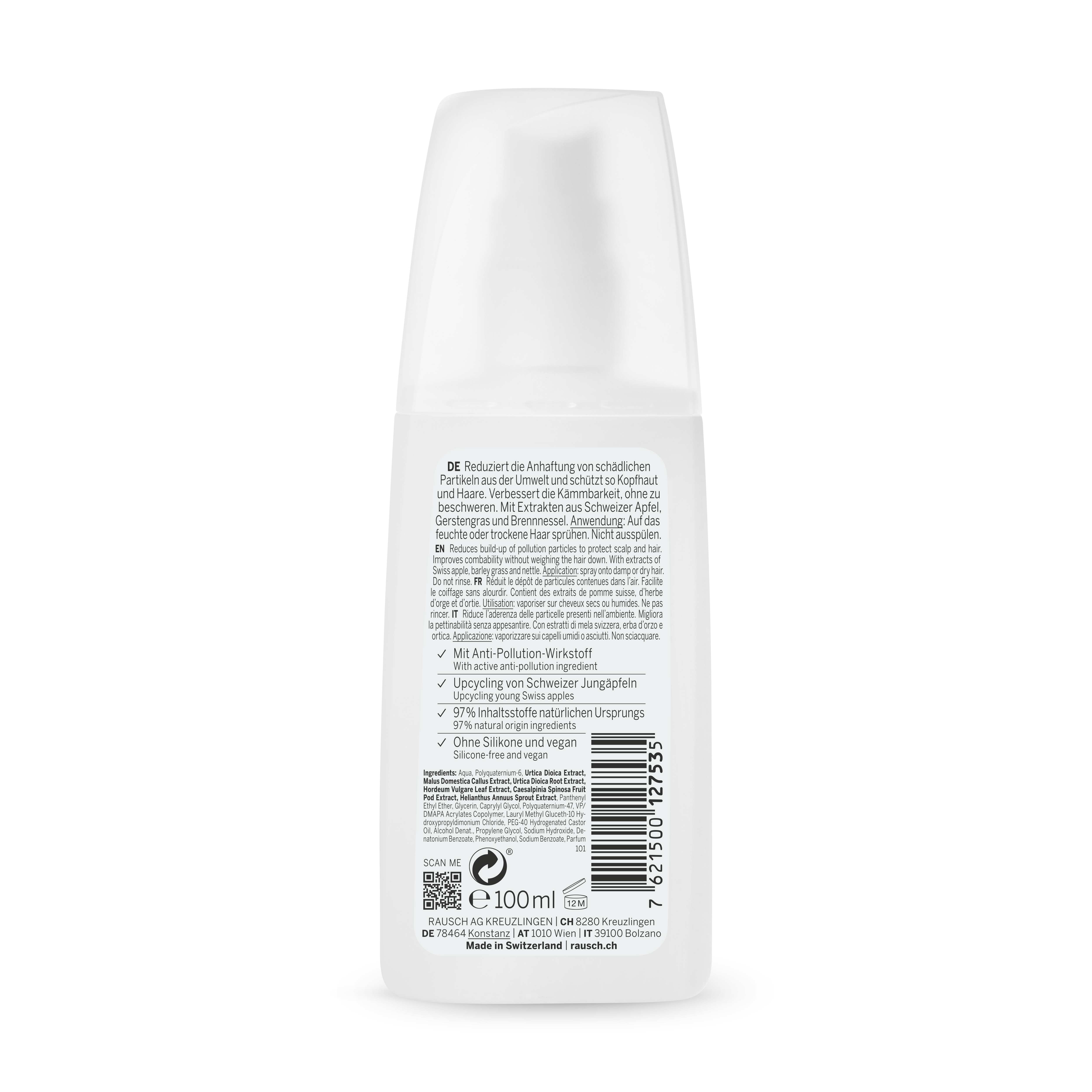 Rausch Anti-Pollution Spray with Swiss Apple 100ml Back side