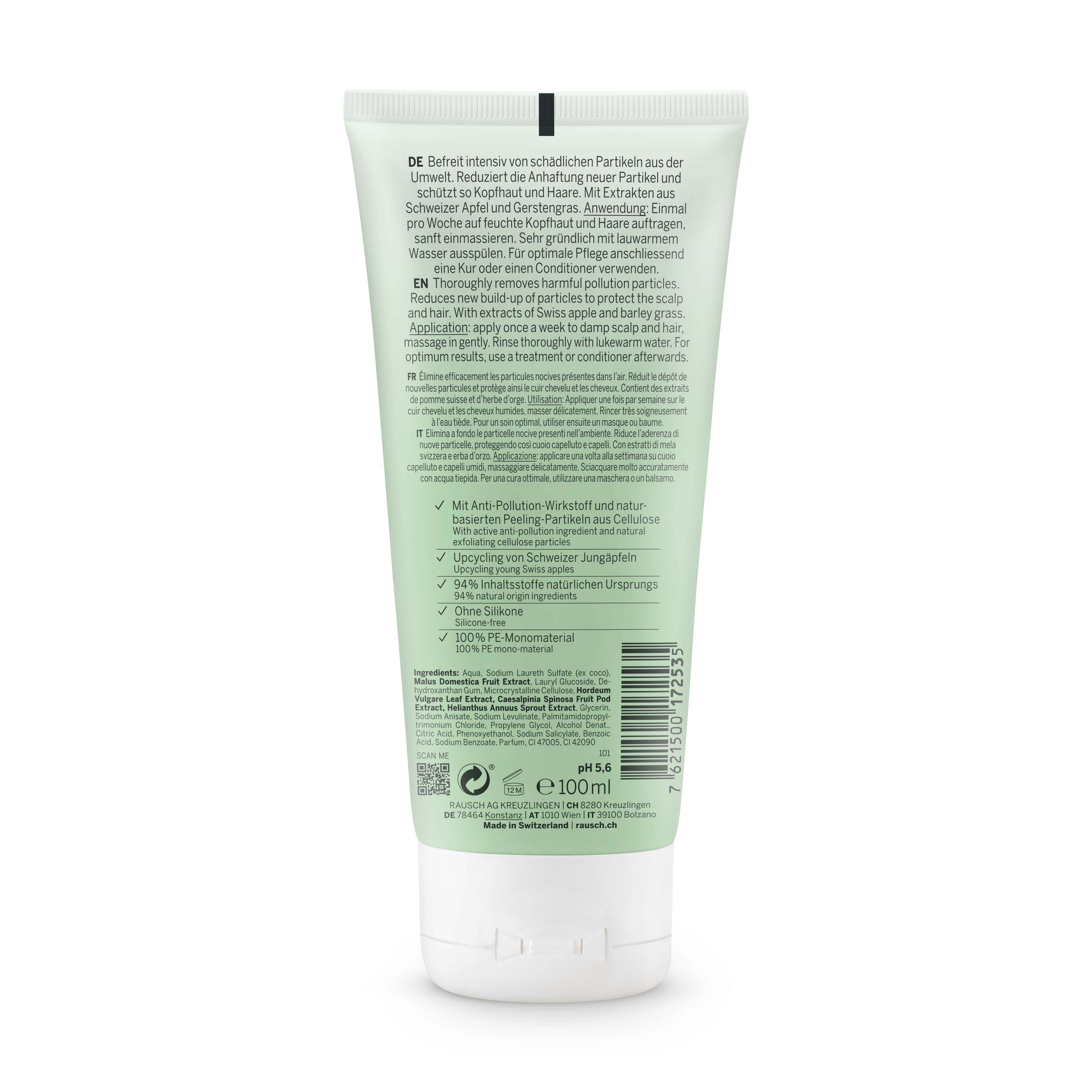 Rausch Anti Pollution Peeling Shampoo with Swiss Apple 100ml Back side