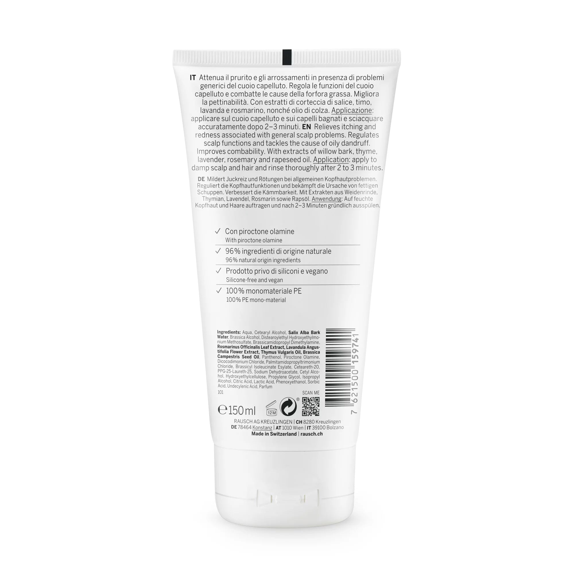 Rausch Treatment conditioner with willow bark 150ml Back Side