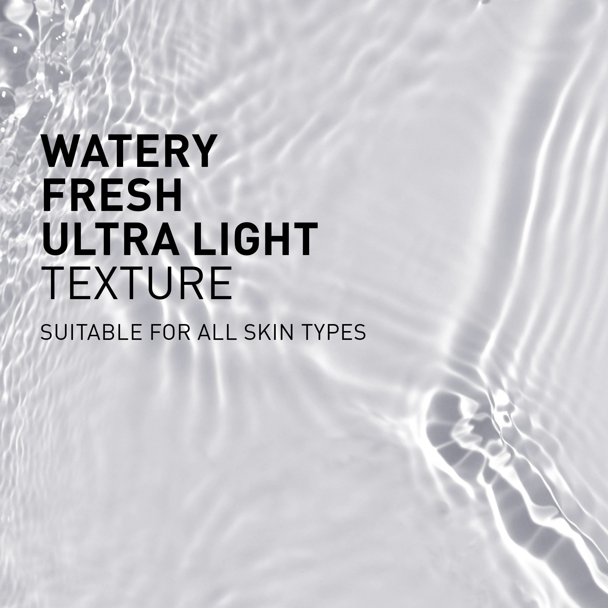 Text on a background with water texture, describing product features.