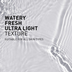 Text on a background with water texture, describing product features.