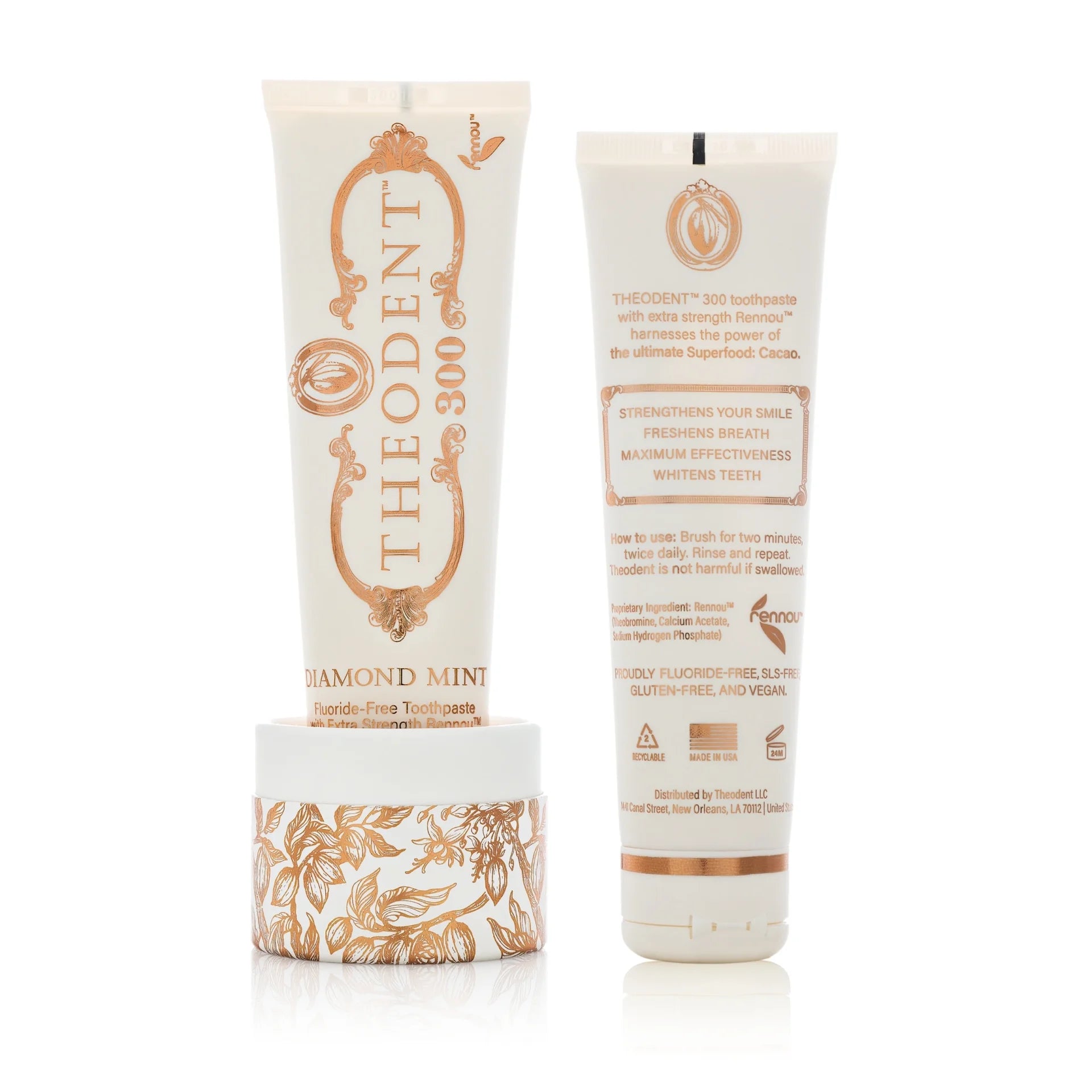 Theodent 300 Extra-Strength Mint Tooth paste 100ml front & back