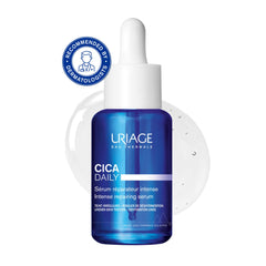 Uriage Cica Daily serum bottle with dropper on a white background