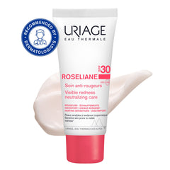 Uriage Rosеliane cream tube with visible redness neutralizing care on a white background