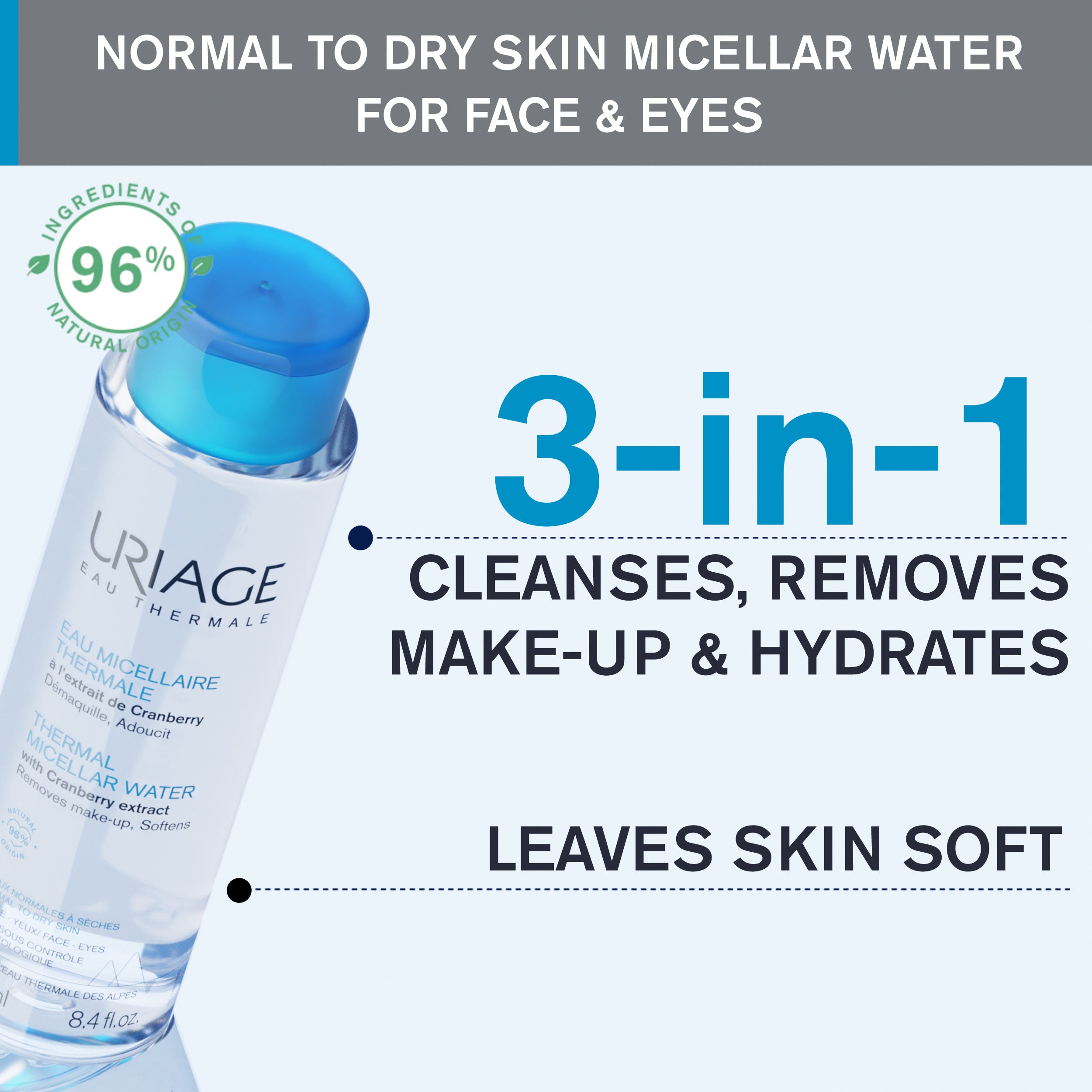 Uriage Thermal Micellar Water Normal to Dry Skin 500ml Usage