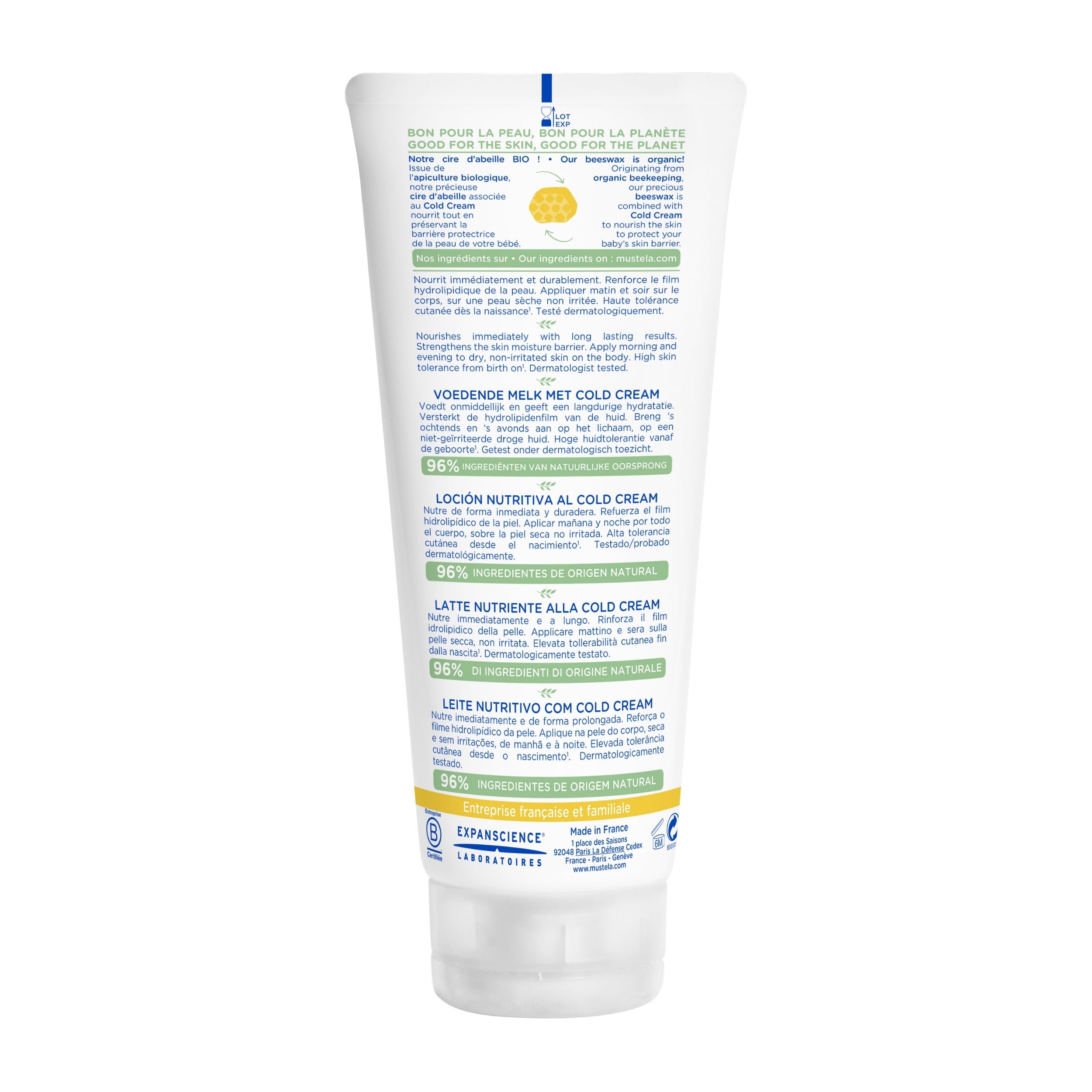 Mustela Nourishing Lotion with Cold Cream 200ml Product Back side Image
