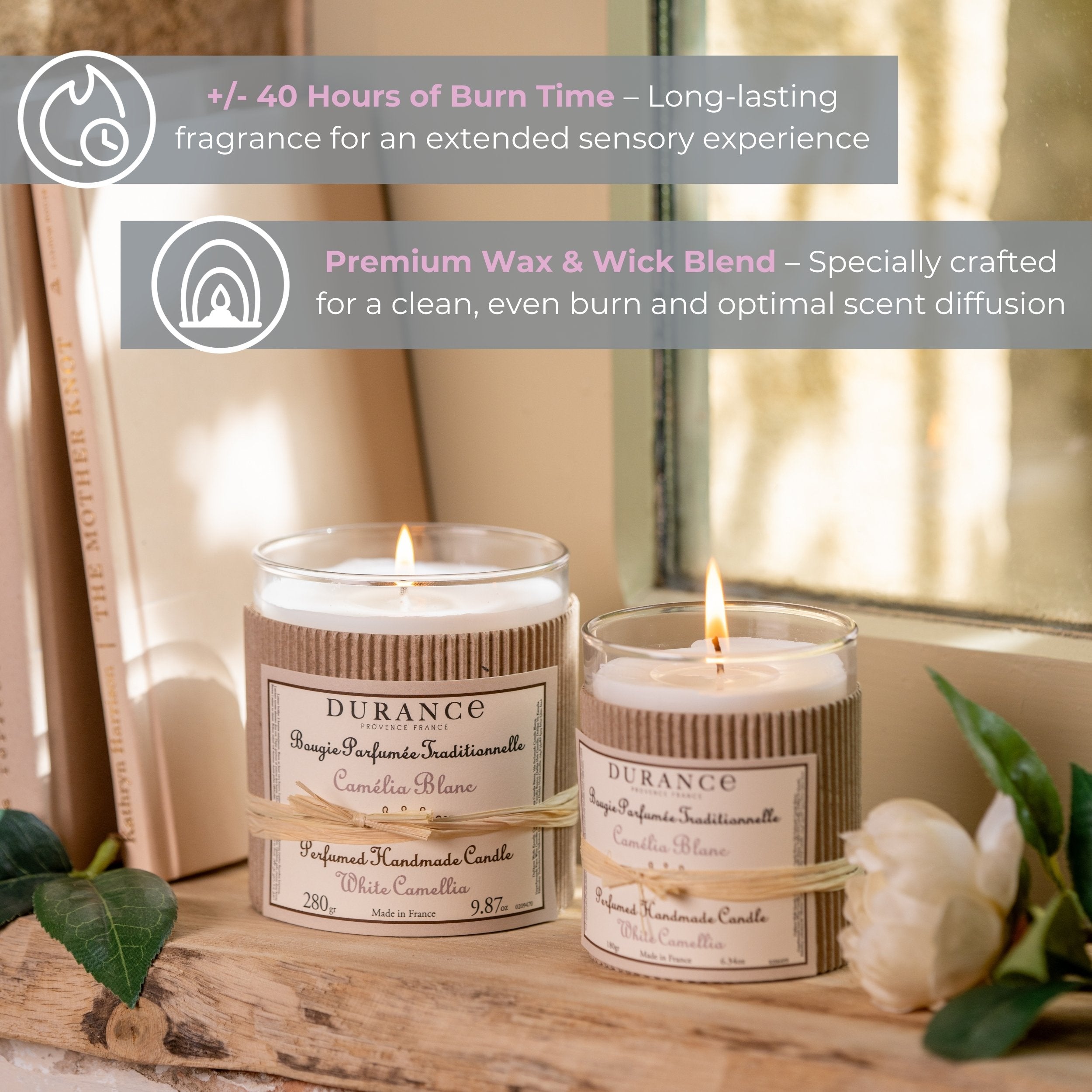 Durance Perfumed Handmade Candle 180g White Tea Key features
