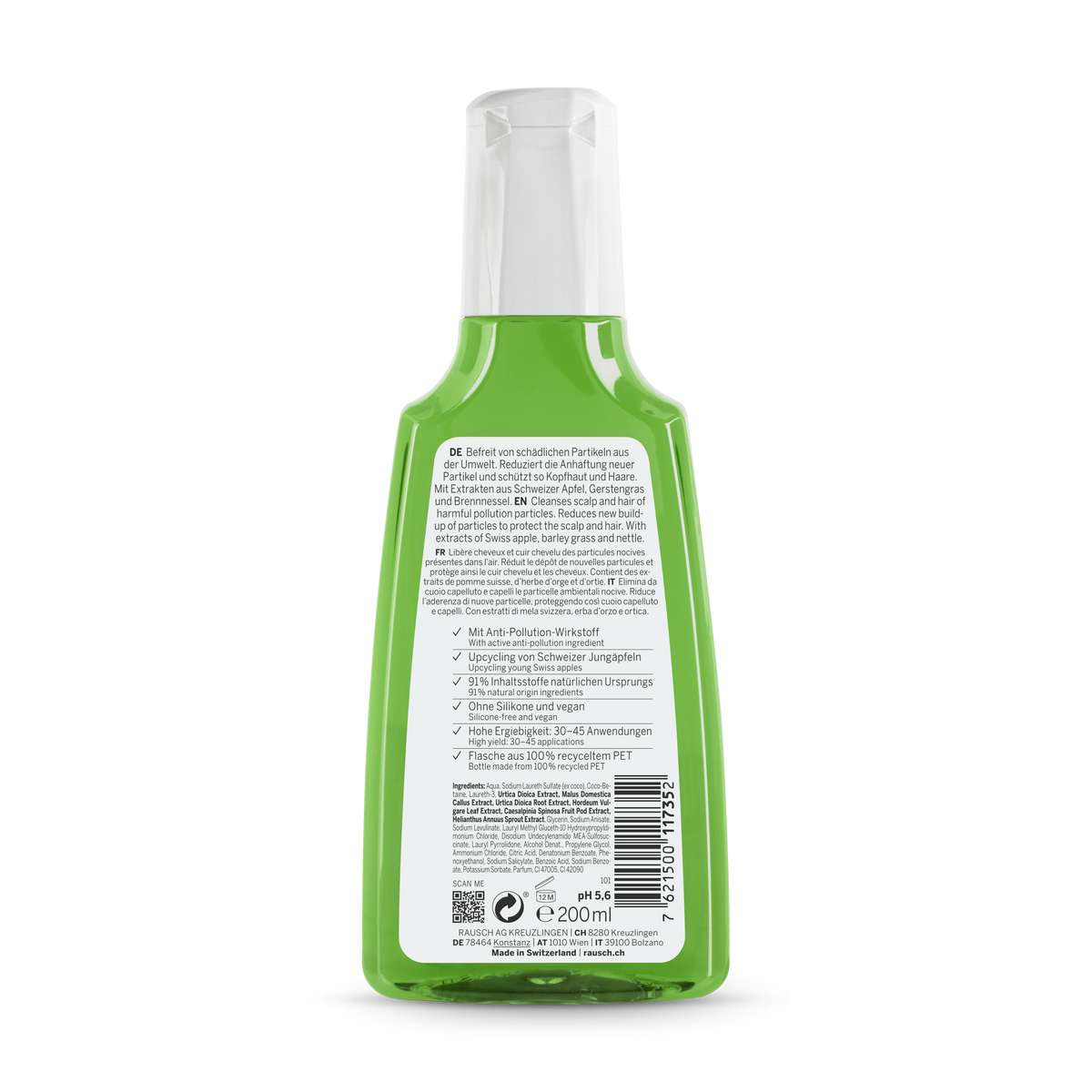 Rausch Anti-Pollution Shampoo with Swiss Apple 200ml Back side