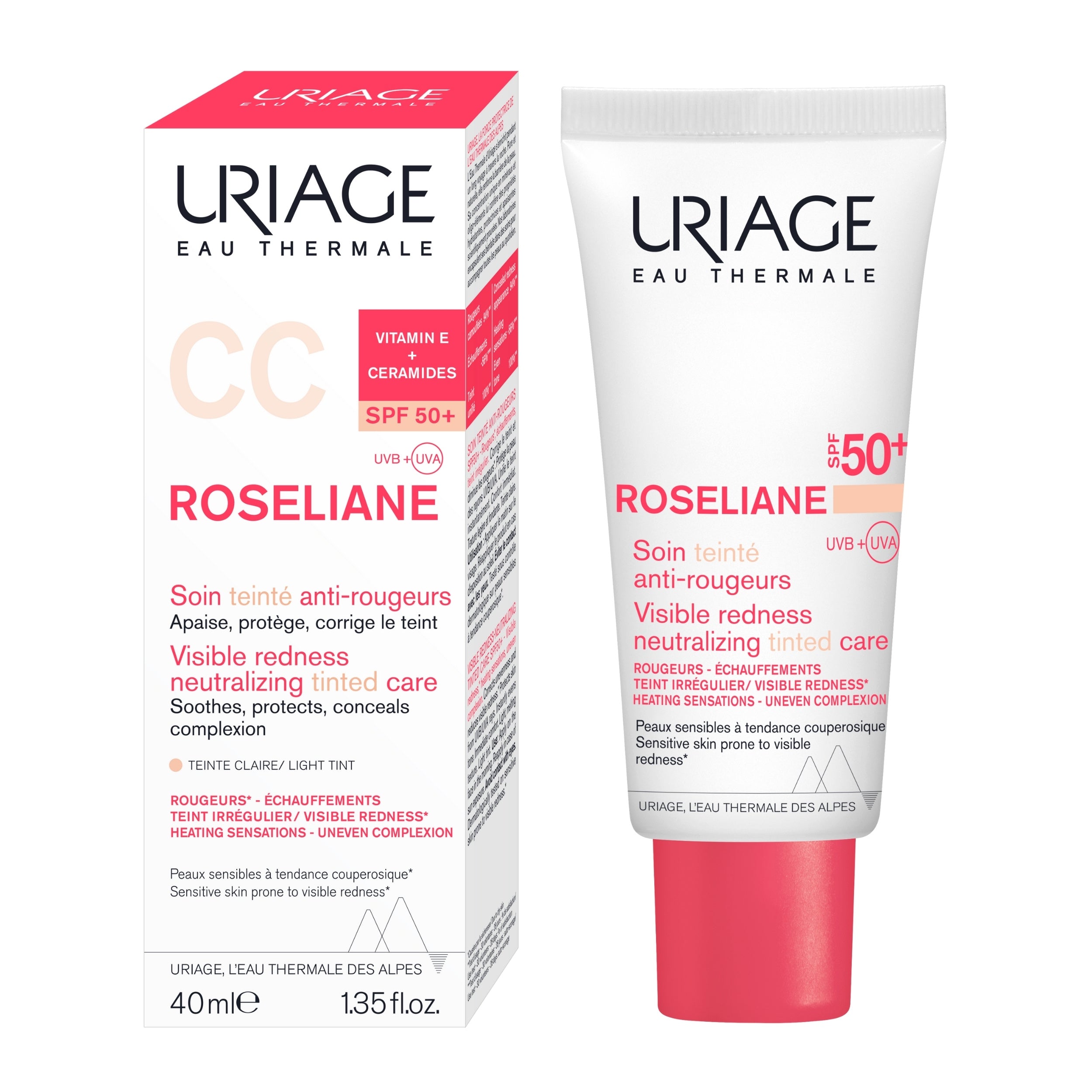 Uriage Roseliiane CC Cream packaging and tube on a white background