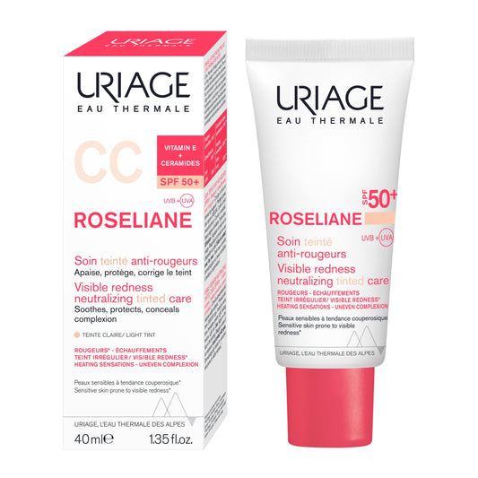 Uriage Roseliiane CC Cream packaging and tube on a white background