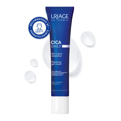 Uriage Cica Daily repair cream tube on a white background