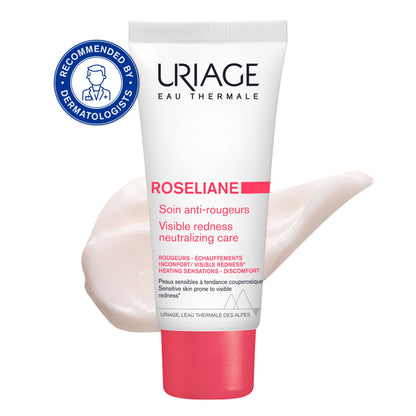 Uriage Roseliiane cream tube with visible redness neutralizing care text on a white background