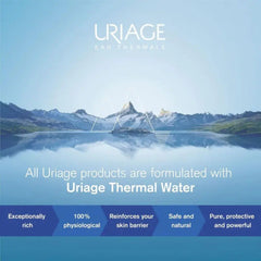 Uriage advertisement with a mountain landscape and text about their products.