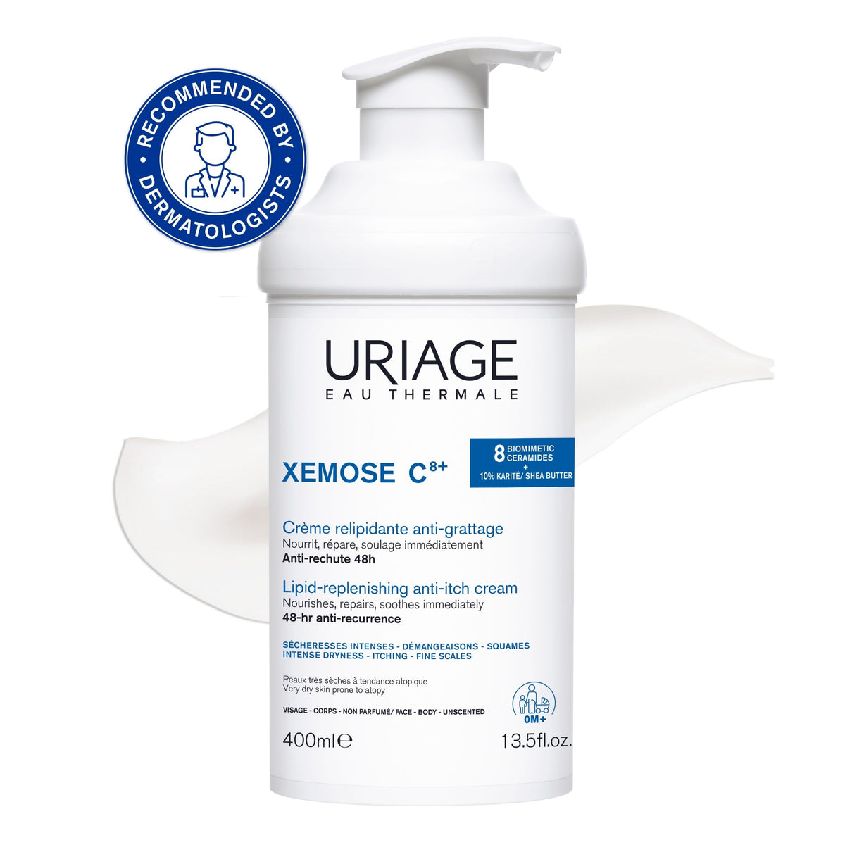 Uriage Xemose C8+ Lipid-Replenishing Anti-Itch Cream 400ml  – Eczema & Dry Skin Care
