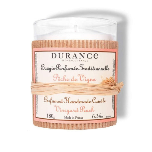 Durance Perfumed Handmade Candle with vineyard peach fragrance on a white background